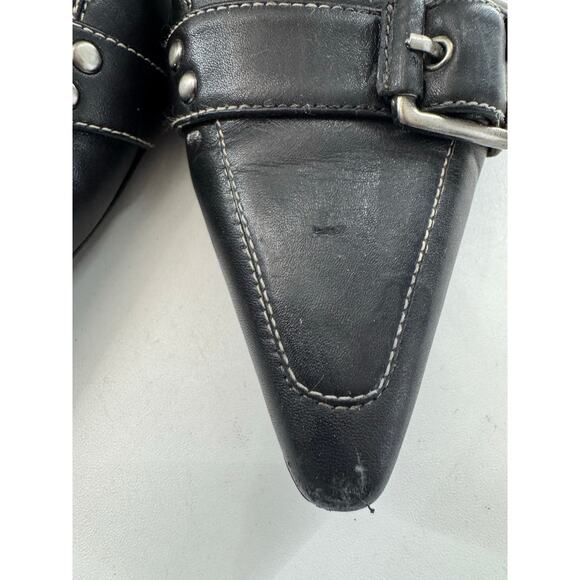 Joan And David Circa Black Leather Buckle Kitten Heel 8.5 (READ) - Picture 4 of 11